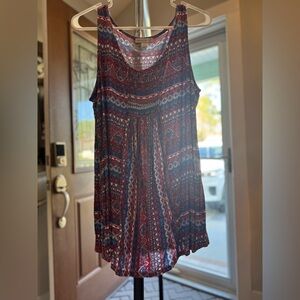 Bohemian Sleeveless Tunic - Red and Blue